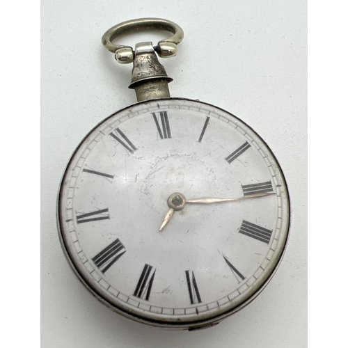 1140 - A late Georgian silver double cased pocket watch by Edward White, Birmingham, complete with key. Int... 