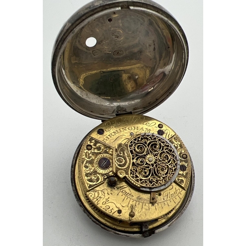 1140 - A late Georgian silver double cased pocket watch by Edward White, Birmingham, complete with key. Int... 