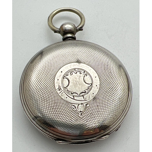 1141 - 2 vintage silver cased pocket watches, for spares or repair. An 800 silver double hunter with engine... 