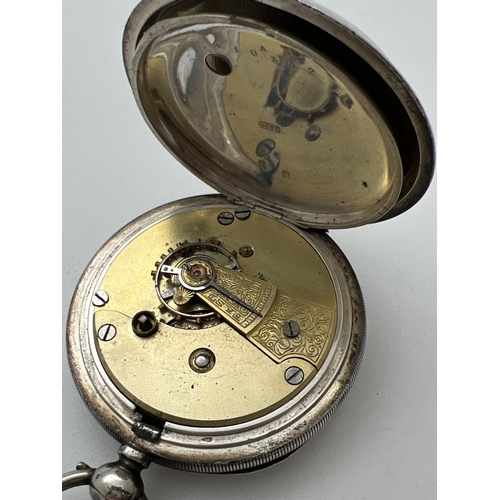 1141 - 2 vintage silver cased pocket watches, for spares or repair. An 800 silver double hunter with engine... 