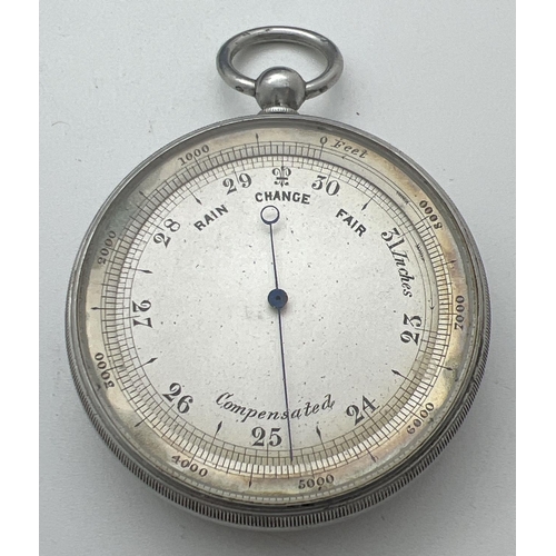 1143 - A Victorian silver cased compass from Jones, 23 Boulevart Des Capucines, in original blue velvet lin... 