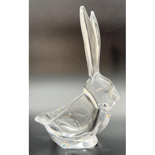 1301 - An Art Vannes, France, crystal rabbit figure with open back. Makers mark to base. Approx. 21cm tall.