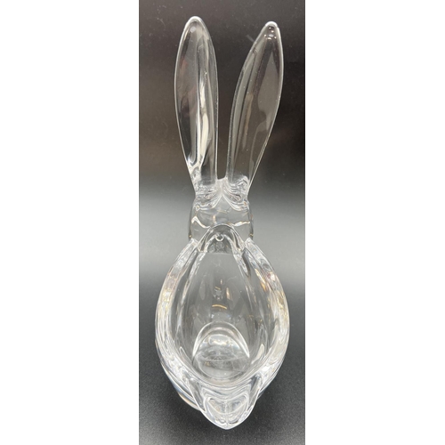 1301 - An Art Vannes, France, crystal rabbit figure with open back. Makers mark to base. Approx. 21cm tall.