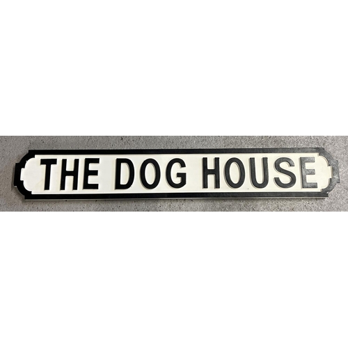 1423 - A modern painted wood 'The Dog House' sign, in the style of an old street sign. Approx. 87cm long.