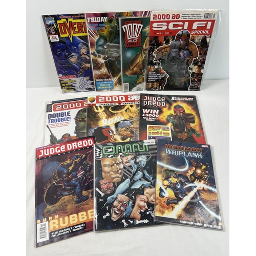 1345 - A collection of assorted comic books to include 2000AD, Judge Dredd, Marvels Overkill and Iron Man a... 