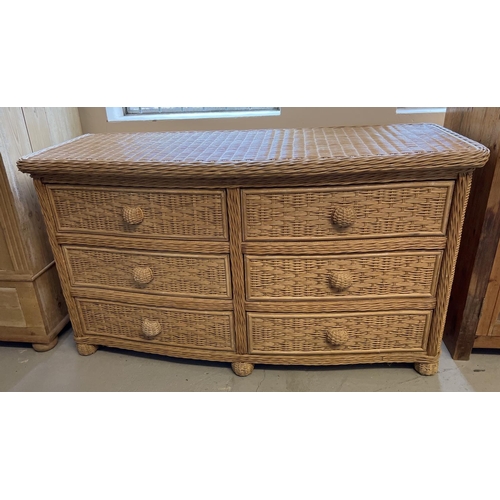 1516 - A modern light wood wicker 6 drawer chest made exclusively for Pier 1 from the 