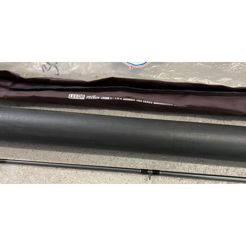 1404 - A Leeda 11ft Twin Top Feeder Leger Series 3000 fishing rod with canvas bag and plastic storage tube.... 