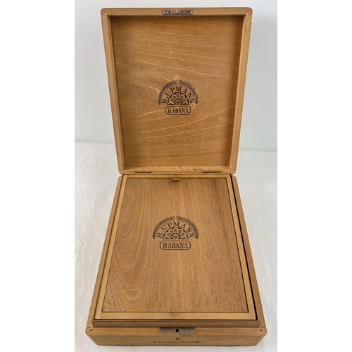 1435 - A vintage wooden H. Upmann Habana private stock cigar box with inlaid detail to lid. Original Cuban ... 