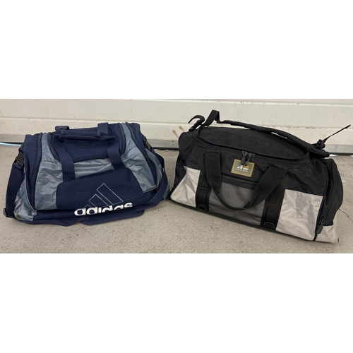 1405 - 2 sports holdall bags. Blue bag by Adidas and Active Sport. Both with multiple compartments, zipped ... 