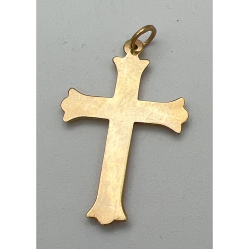 52 - A 9ct gold cross shaped pendant with ball detail to each point. Bale marked 375. Approx. 3.5cm x 2cm... 