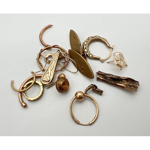 69 - A small quantity of scrap gold to include earrings. Marked or tests as 9ct. Total weight approx. 7.3... 