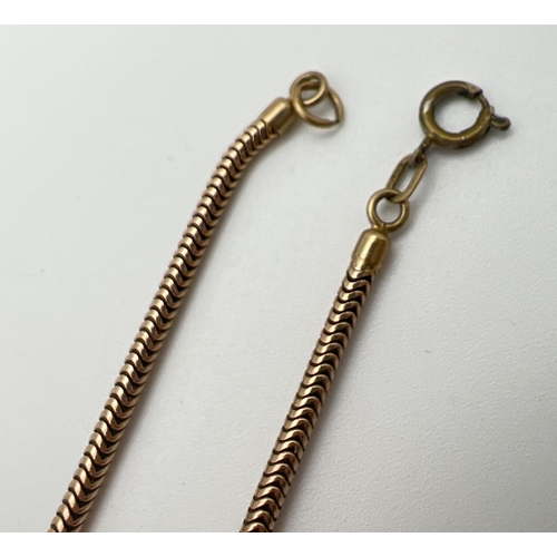 95 - A vintage 16 inch 9ct gold snake chain (spring ring clasp not original or gold). Hallmarks to fixing... 