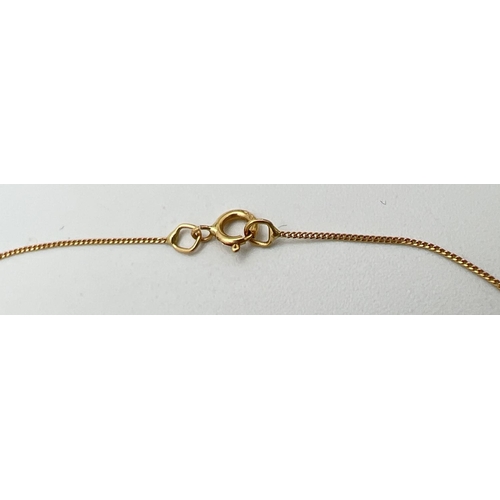 197 - An 18ct gold 18 inch fine curb chain with spring ring clasp. Total weight approx. 0.6g.