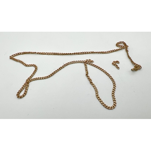 199 - A 9ct scrap gold curb chain. Fixings marked 9ct. Total weight approx. 1.4g.