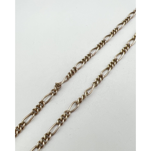 227 - An 18 inch silver Figaro style chain necklace with lobster clasp. Silver marks to fixings and clasp.... 