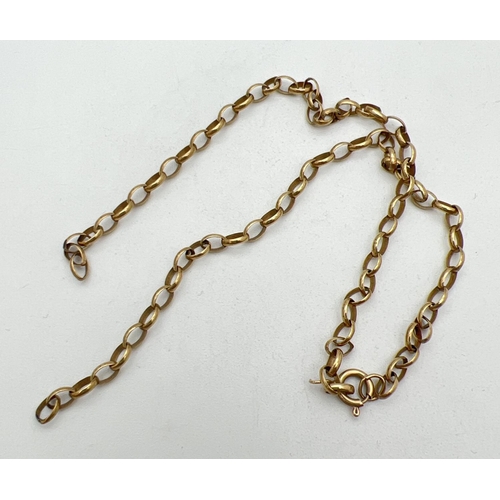 241 - A 9ct gold belcher chain with spring ring clasp - for scrap. Total weight approx. 4.1g.