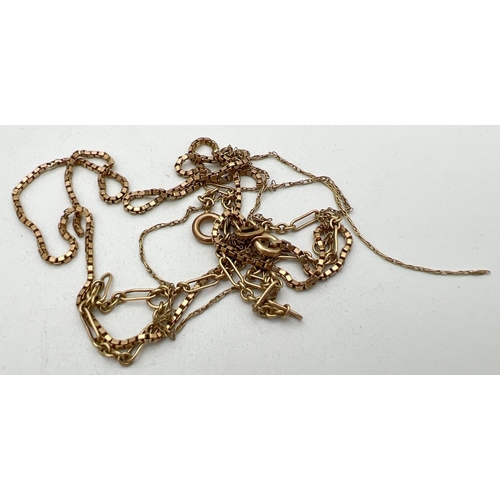 262 - A small quantity of scrap gold chains. Marked or test as 9ct gold. Total weight approx 4.8g.