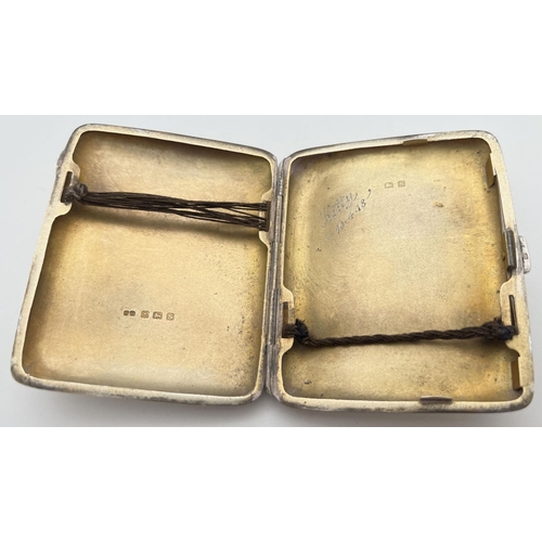 1116 - An early 20th century silver curve backed cigarette case with engraved monogram detail to front. Hal... 