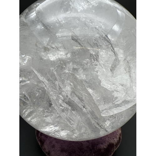 1266 - A large 15kg clear rock crystal (clear Quartz) sphere with white and rainbow colours to natural form... 