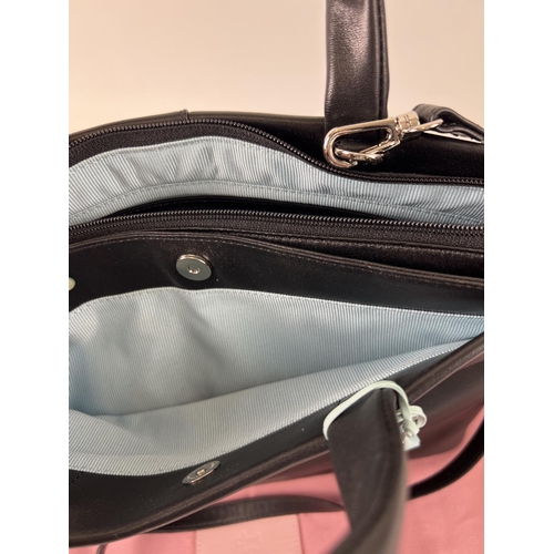 1337 - A Radley, brand new with tags and dust bag, black leather grab bag with removeable shoulder strap. M... 