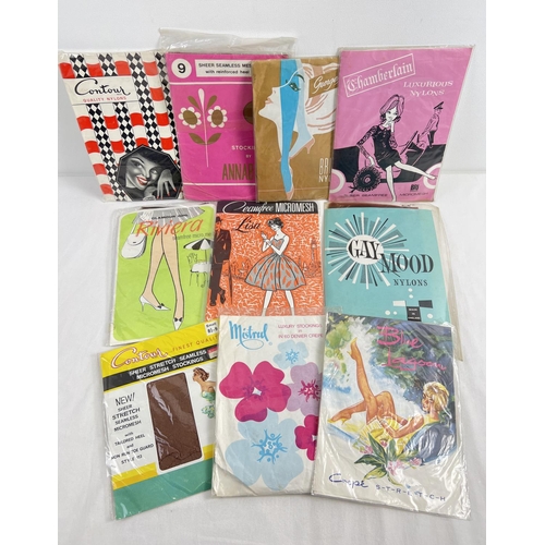 1339 - 10 assorted vintage pairs of seam free nylon stockings in original packaging. To include Contour, Mi... 