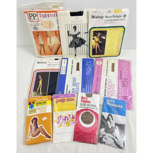 1342 - 10 assorted vintage pairs of sheer tights, pop socks and 'Tight'n Brief' tights & briefs, all in ori... 