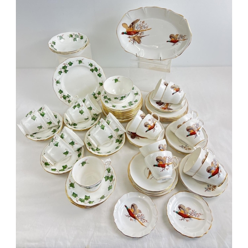 1168 - 2 vintage mid-century bone china part tea sets. A Colclough/Royal Albert tea set in 'Ivy Leaf' patte... 