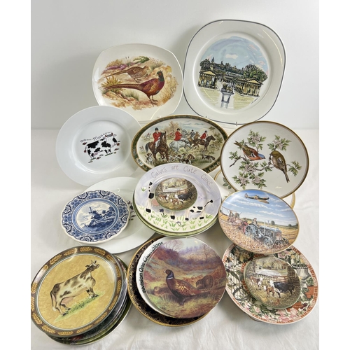 1170 - A box of assorted decorative and collectors plates. To include Royal Doulton horse plates, Spode Gar... 