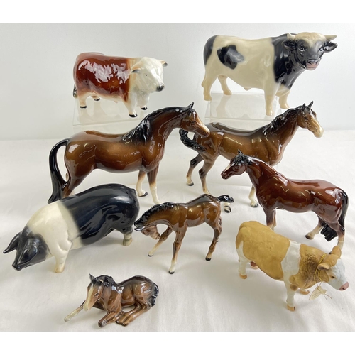 1173 - A collection of assorted ceramic animal figurines to include Beswick, some a/f.