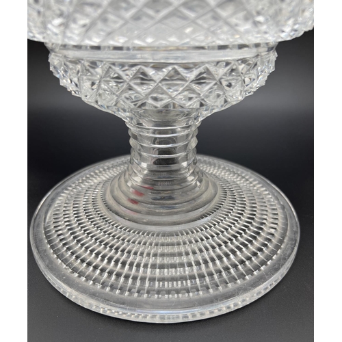 1195 - A very large & heavy 2 part cut glass fruit/punch bowl with turned over rim. Total height approx. 24... 