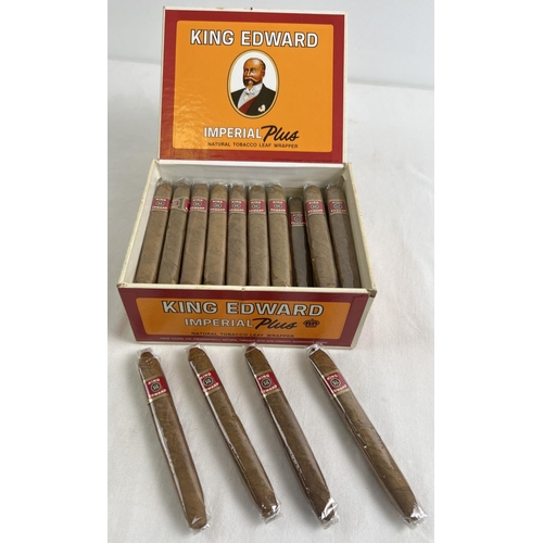 1283 - A vintage box of King Edward Imperial Plus cigars - opened. 7 missing, box contains 43 sealed & cell... 