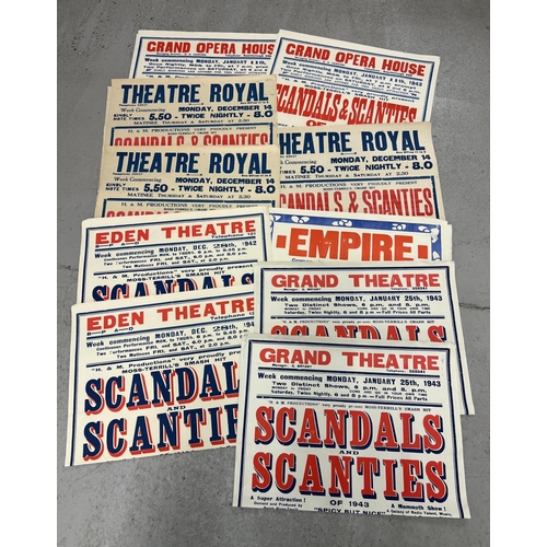 1236 - 10 large paper 30' x 20' printed theatre posters for the showing of Scandals & Scanties. Showing at ... 