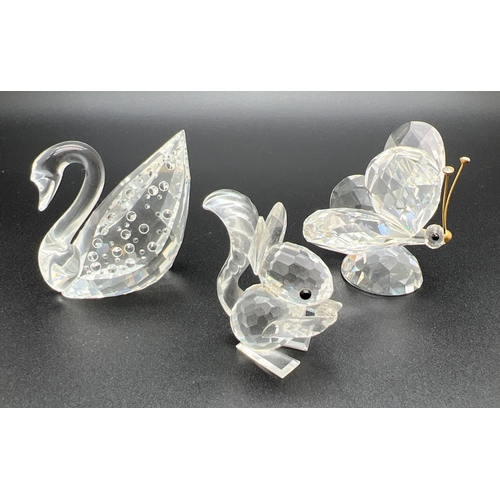 1202 - 3 boxed retired Swarovski crystal animal figures, with certificates. 100th anniversary Centenary swa... 