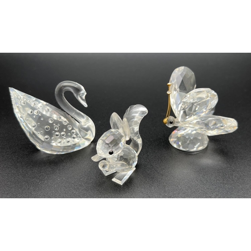 1202 - 3 boxed retired Swarovski crystal animal figures, with certificates. 100th anniversary Centenary swa... 