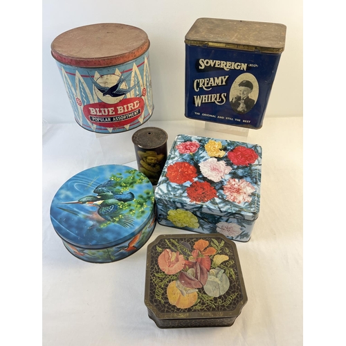 1298 - A small collection of vintage sweet and biscuit tins in various shapes and designs. To Include Blue ... 