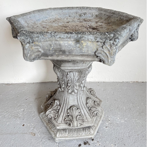 1478 - A modern 2 sectional hexagonal shaped bird bath of classical design. Approx. 49cm tall x 42 diameter... 