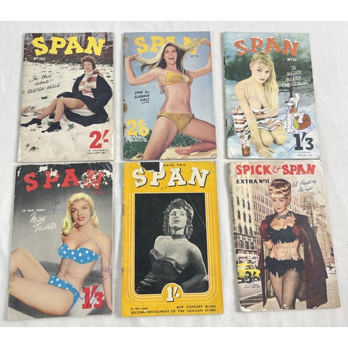 17 - 6 vintage 1950's & 60's pocket sized issues of Span and Spick & Span, adult erotic magazine.