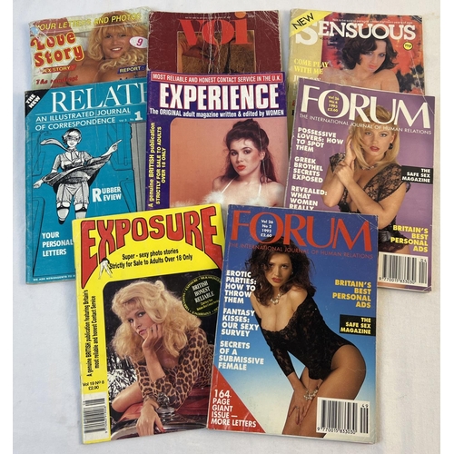 49 - 8 smaller sized vintage adult erotic magazines, to include Exposure, Experience, Relate, Voi, Love S... 