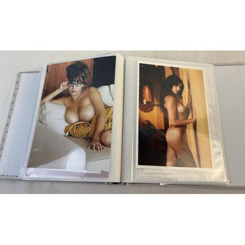 58 - An album containing 56 assorted colour and Black & white topless, nude and glamour model photographs... 