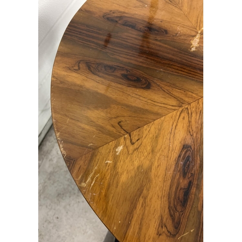 1449 - An Art Deco design circular shaped veneer occasional table with polished finish. Scuffs to top and l... 