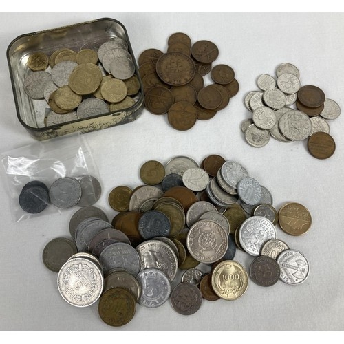 50 - A quantity of assorted vintage foreign coins, mostly European. To include War time German Reichspfen... 