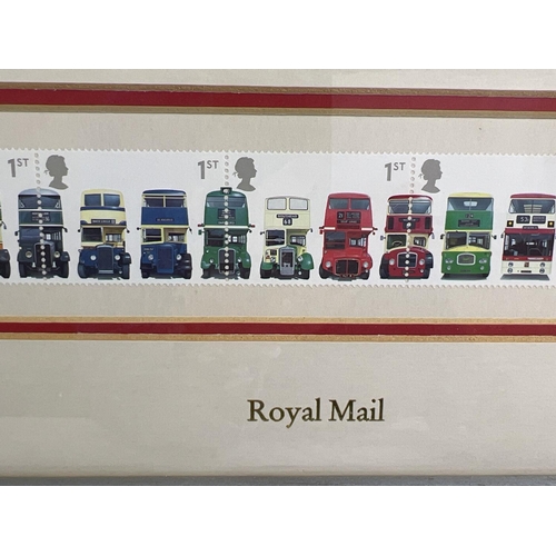 67 - Royal Mail 2001 Classic British Double Decker Buses 1st class presentation stamps, framed & glazed. ... 