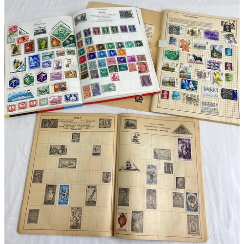 64 - 3 vintage stamp albums containing British and world stamps. To include George V, VI and Elizabeth II... 