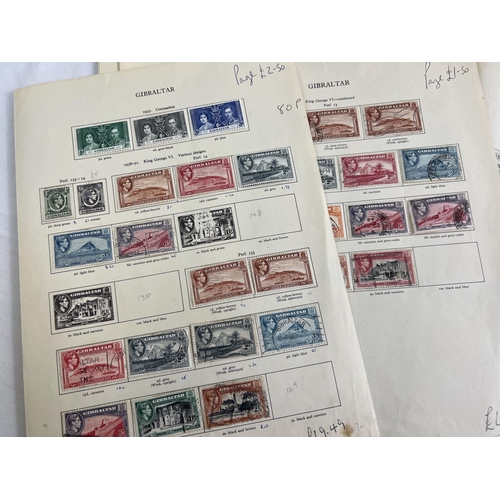 70 - A quantity of loose stamp album sheets with a stamps dating from the late 1800's to the mid 19th cen... 