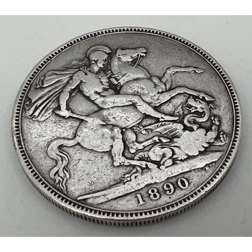 A 1890 Jubilee head Victoria silver crown with George and the dragon to reverse.