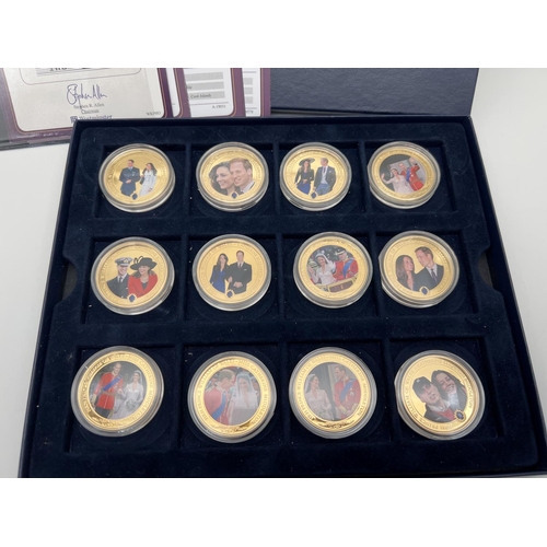 31 - A boxed set of 12 The Royal Wedding Photographic collection 1 dollar Cook Islands coins, by Westmins... 