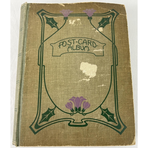 242 - An Art Nouveau postcard album containing 160+ assorted British & overseas postcards and greetings ca... 