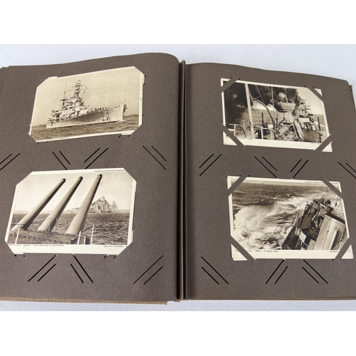 243 - An Art Deco postcard album containing 130+ assorted ship postcards & photographs.