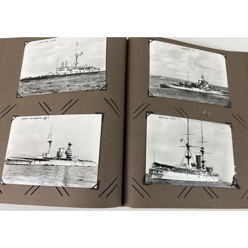 243 - An Art Deco postcard album containing 130+ assorted ship postcards & photographs.