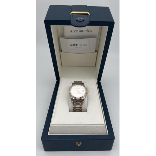 1158 - A boxed Bucherer Archimedes men's automatic wristwatch complete with tag guarantee, guideline bookle... 